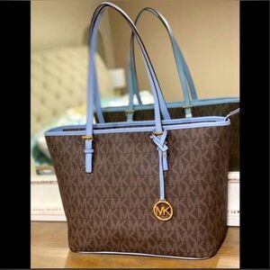 Micheal Kors Baby Blue and Brown Tote Bag